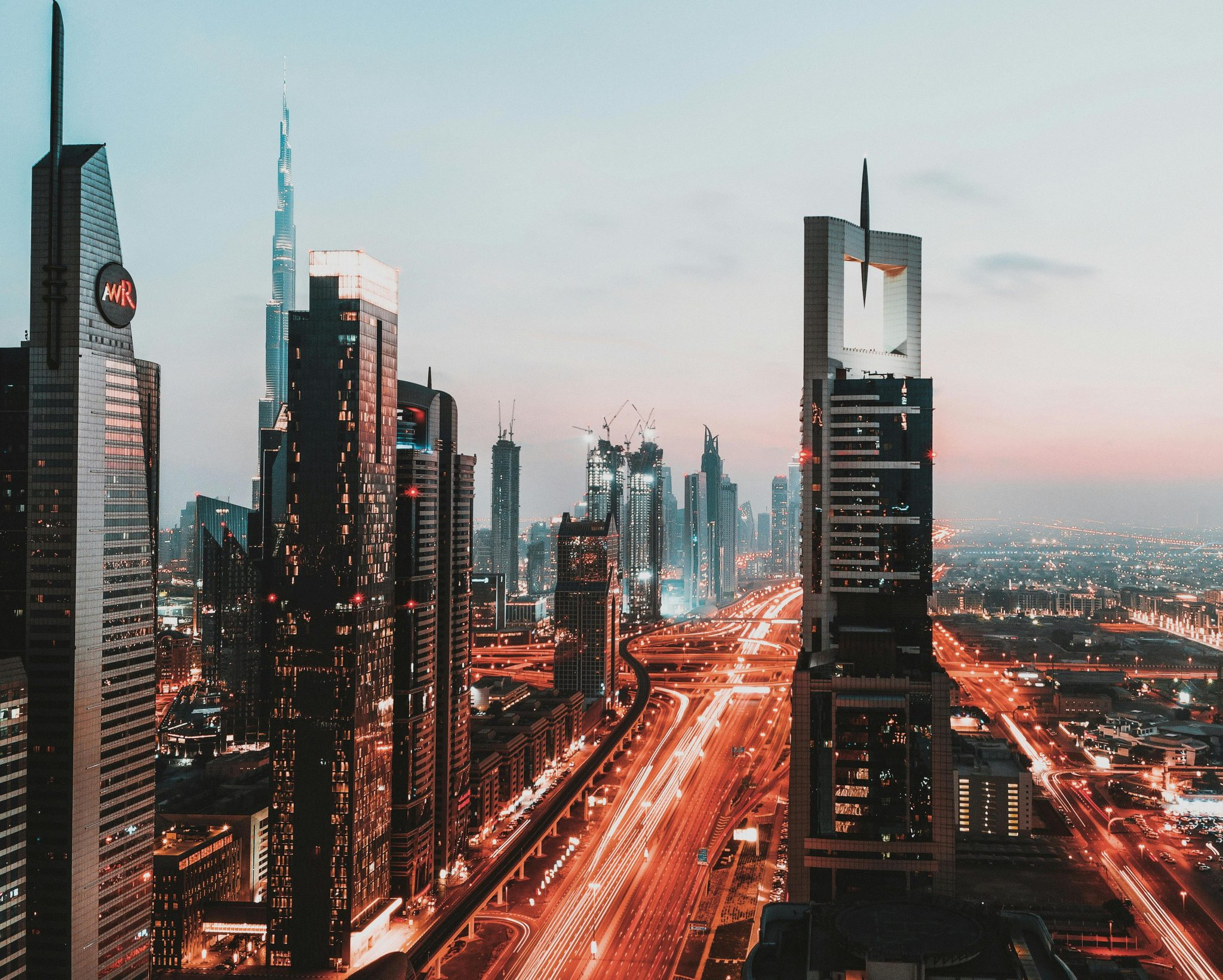 Dubai Freezone skyline at sunset