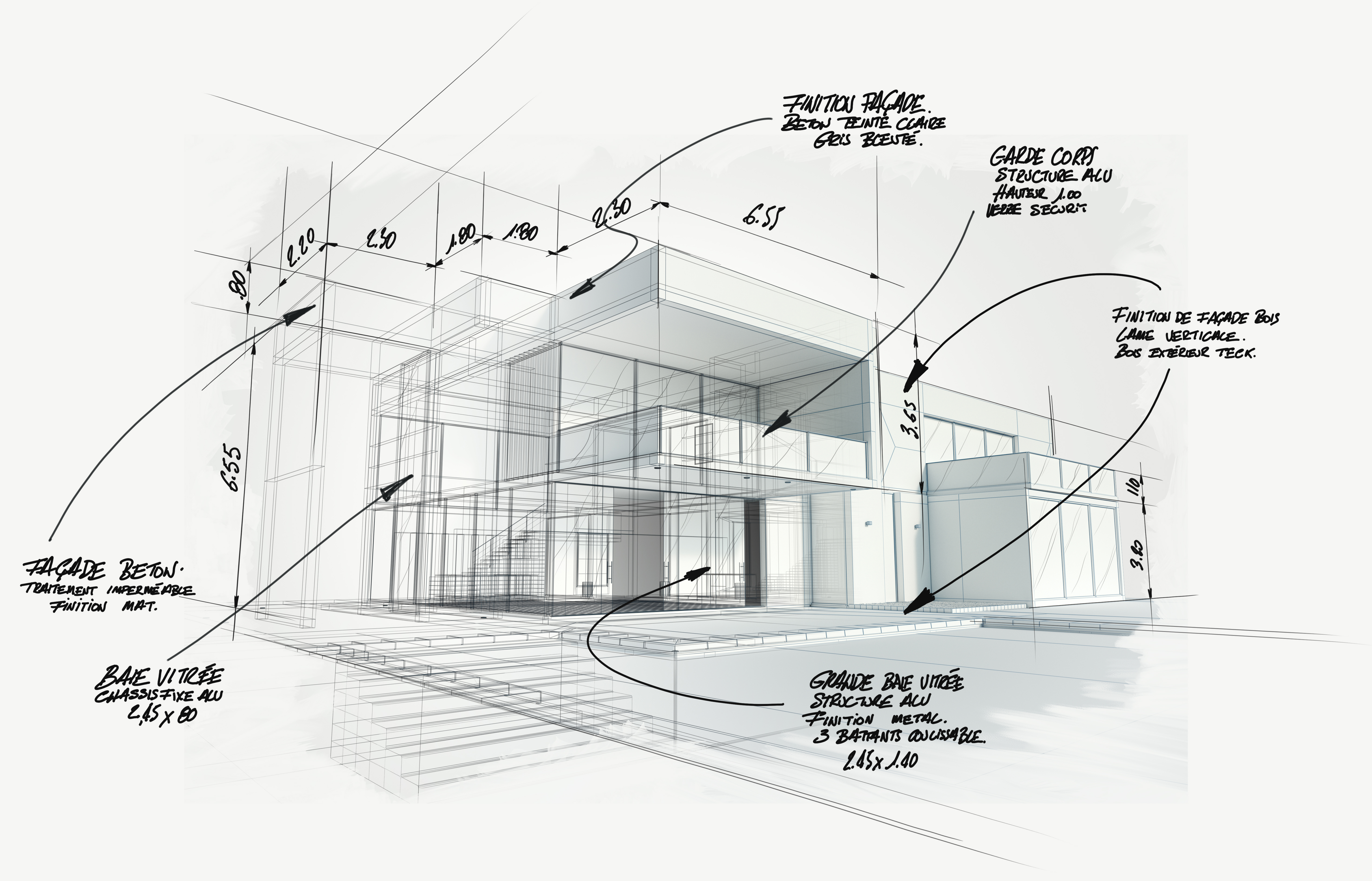 Architectural office blueprint sketch